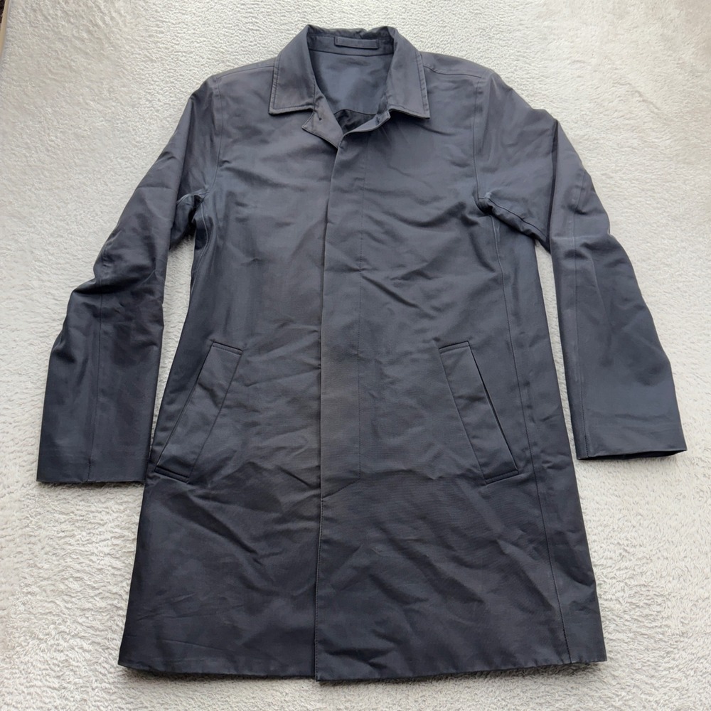 ASKET The Car Coat Mens Small Long Navy Blue Organic Cotton Twill Jacket